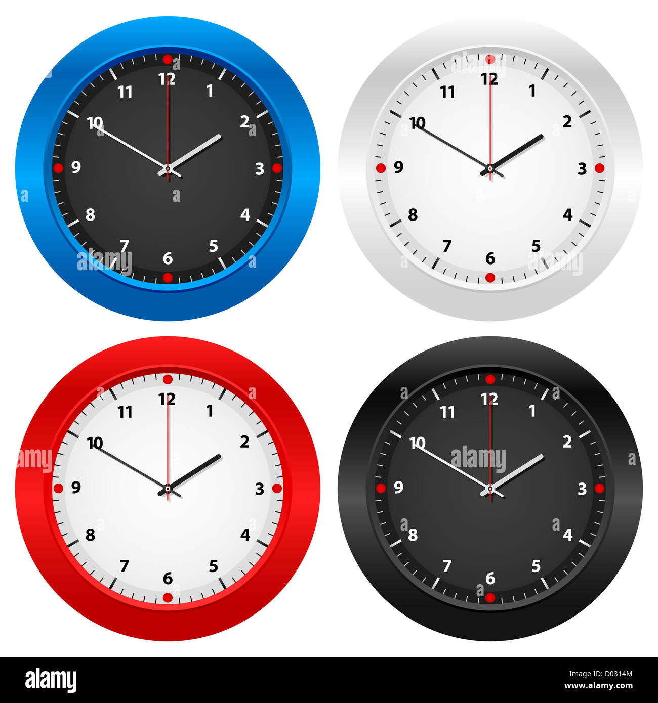Clock set isolated on white background. Vector illustration Stock Photo ...