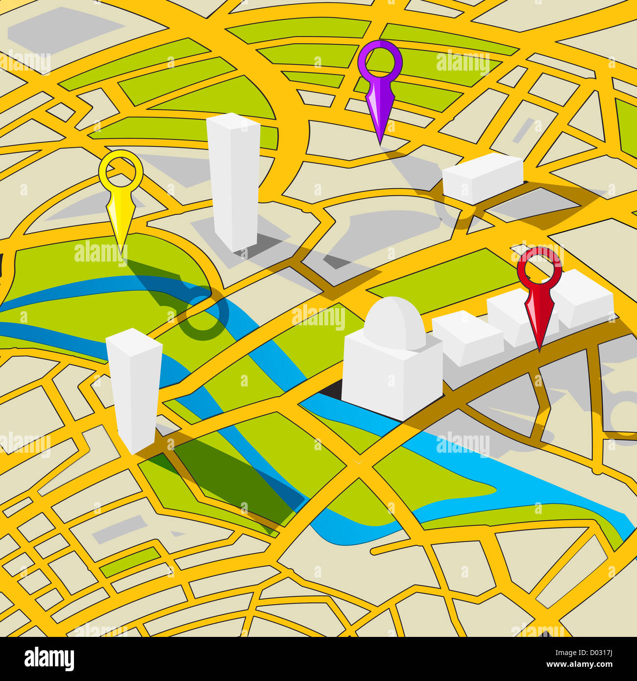 Generic city street map illustration Stock Photo