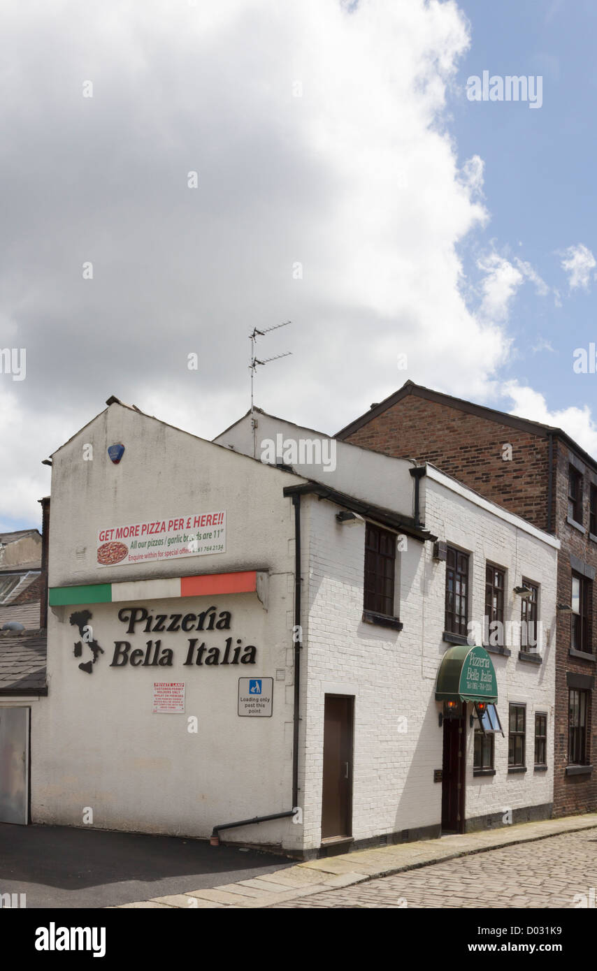 Pizzeria Bella Italia restaurant in Bolton Street, Bury. A family business run by the Desiderio family. Stock Photo