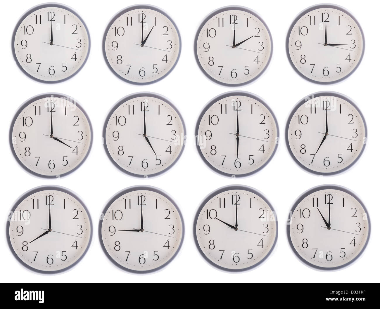 collection of clock from 12 to 11 isolated in white background Stock Photo