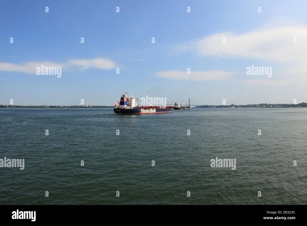 Oil tanker in New York harbor Stock Photo