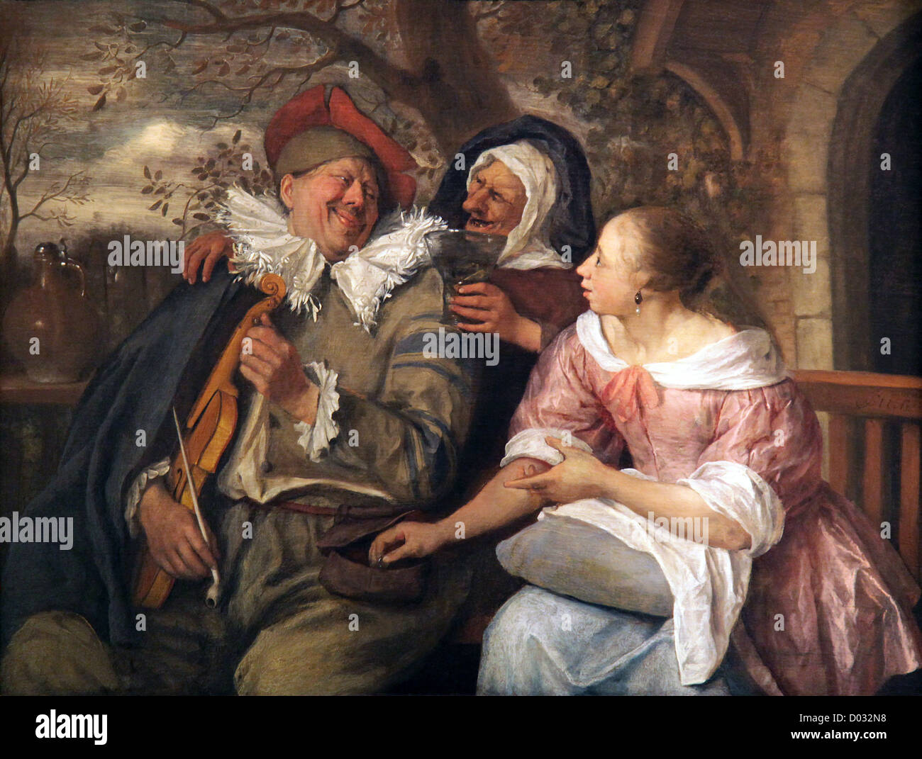 Jan Steen.dutch painter.1626-1679.The robbed violinist.1670 Stock Photo