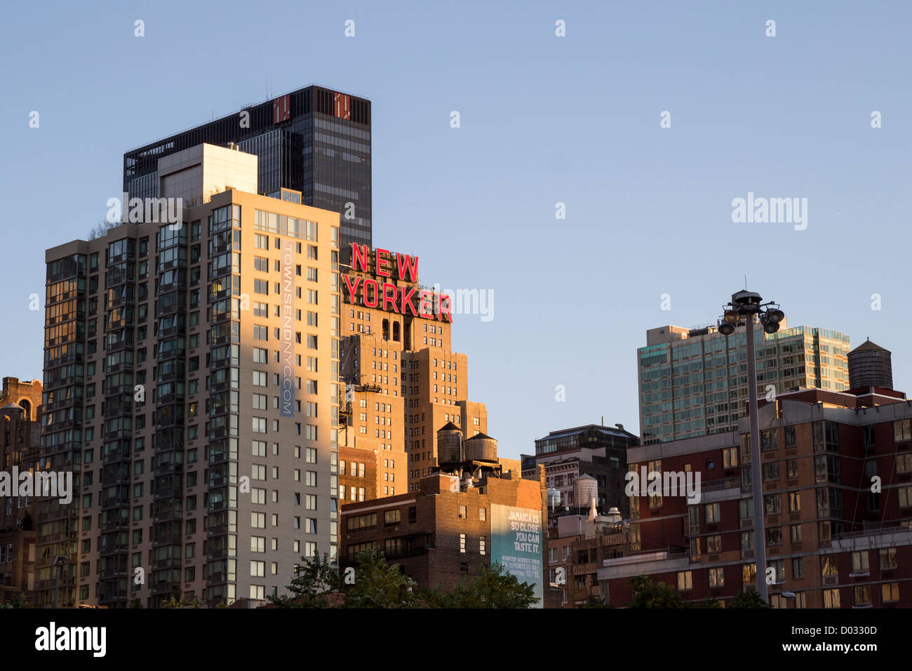 View of New Yorker hotel building in Manhattan, New York Stock Photo