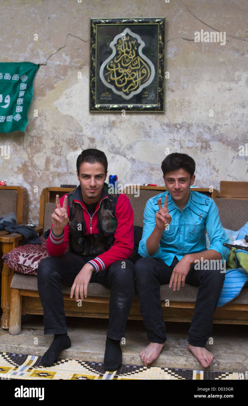 October 22, 2012 -18 and 19 year old free syrIAN army fighters Stock Photo