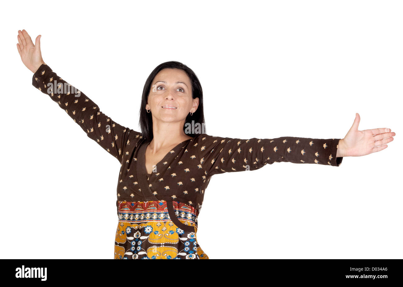 Beautiful brunette girl isolated on a white background Stock Photo - Alamy