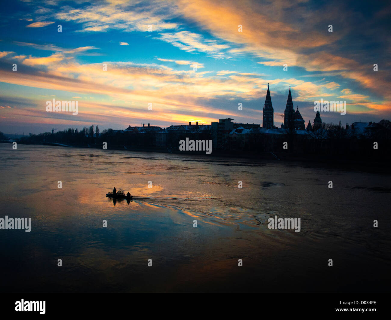 Tisza river in Szeged, Hungary Stock Photo