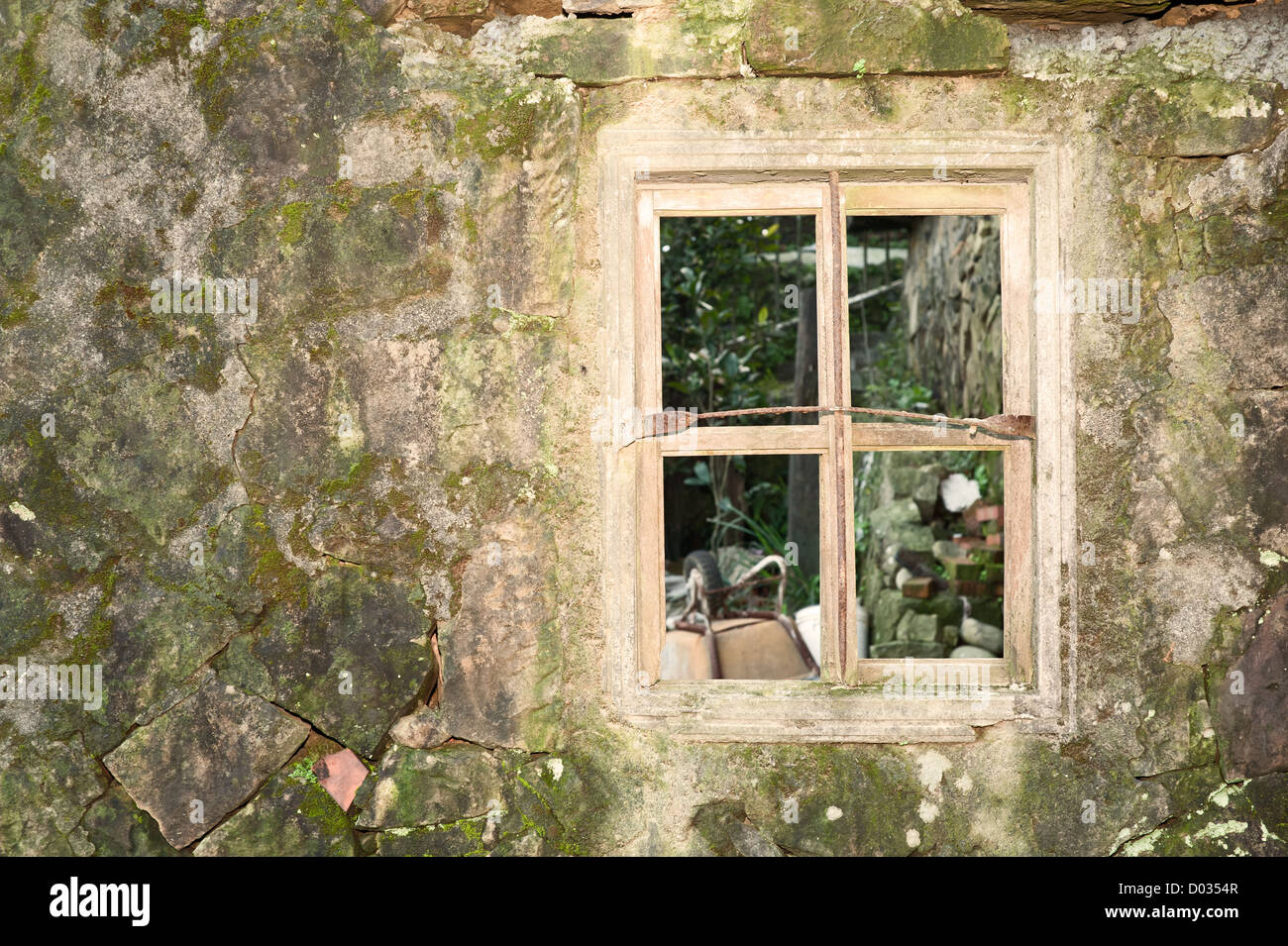 Abandoned window grungy dirty wall background Stock Photo - Alamy