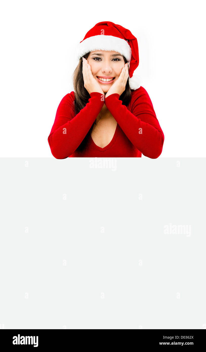 Beautiful asian woman with a beautiful smile wearing Santa's hat ...