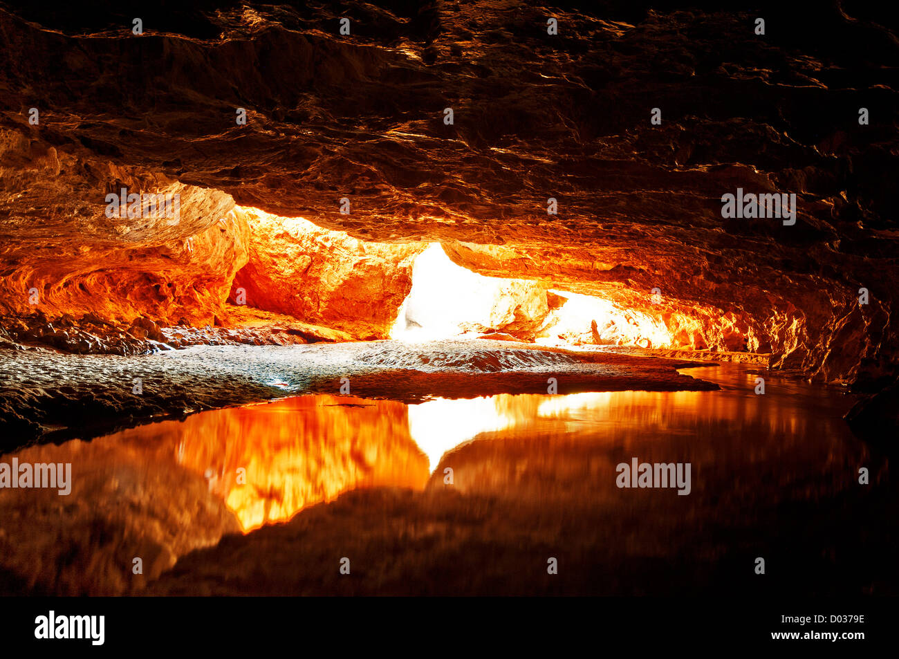 Light at the end of the tunnel at famous Tunnel Creek. Stock Photo