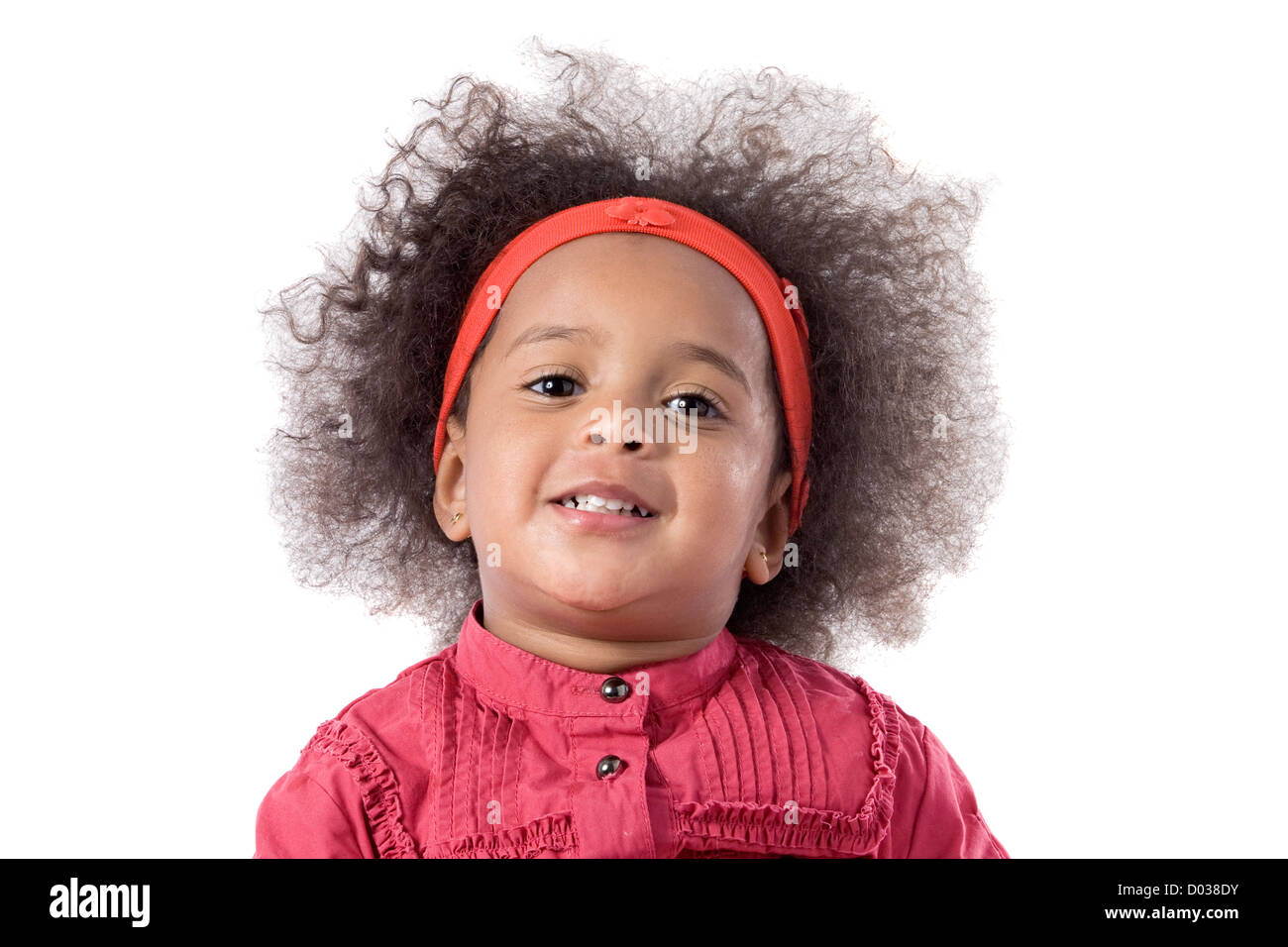 Adorable African Baby With Afro Hairstyle Isolated Over White