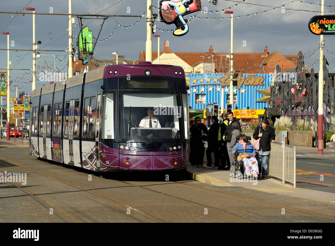 bombardier flexity trams blackpool lancashire england uk Stock Photo