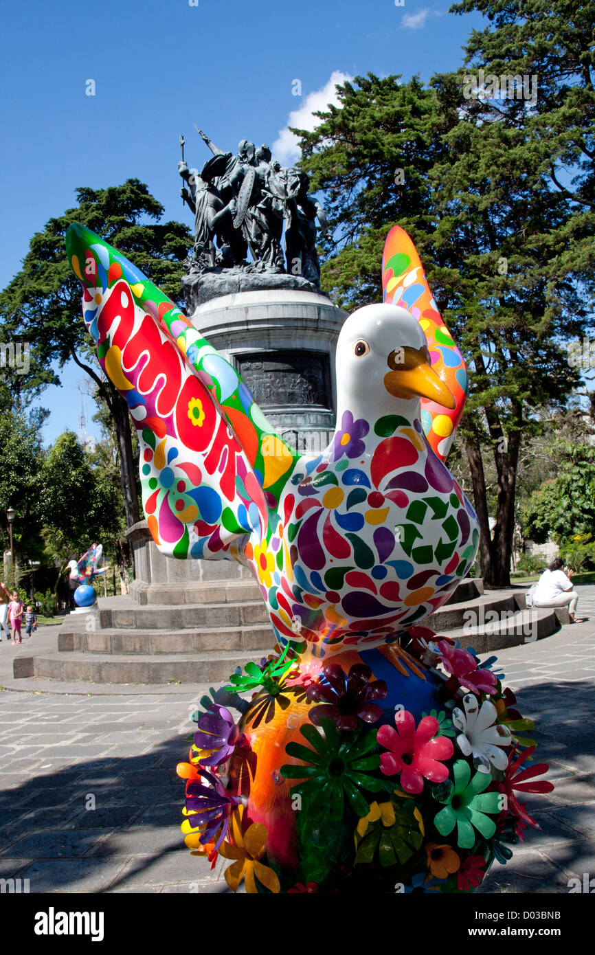 Colurful painting on a dove statue in a park in san jose, costa rica Stock Photo