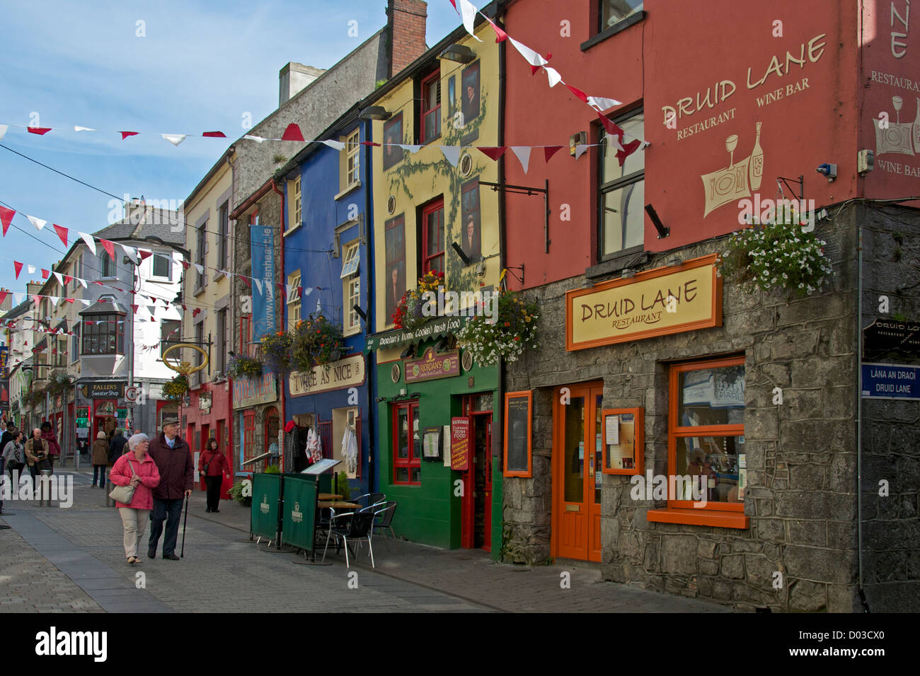 Painted shop fronts Latin Quarter Galway County Galway Ireland Stock Photo