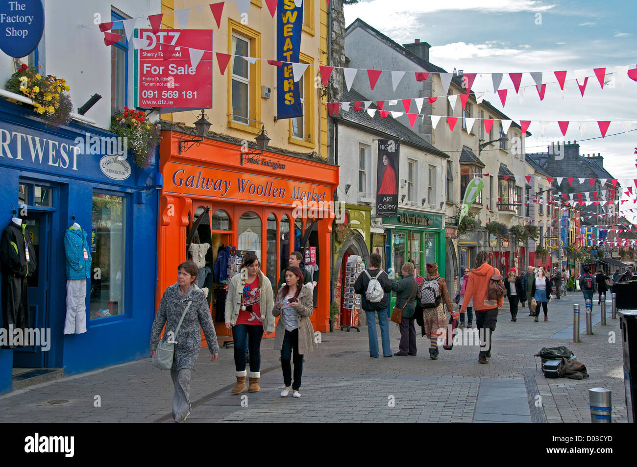 Pedestrianised street Galway County Galway Ireland Stock Photo