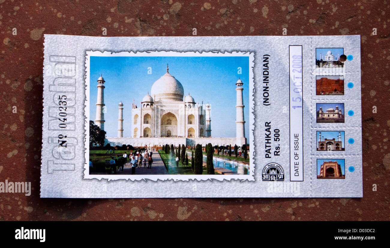 Entry ticket foreign visitor Taj Mahal mausoleum Agra Uttar Pradesh India Stock Photo Alamy