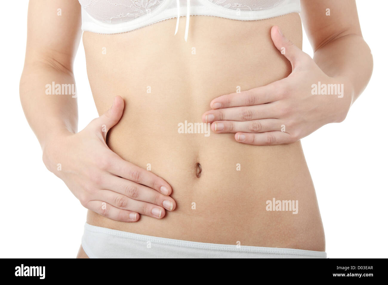 Hand on belly Stock Photo