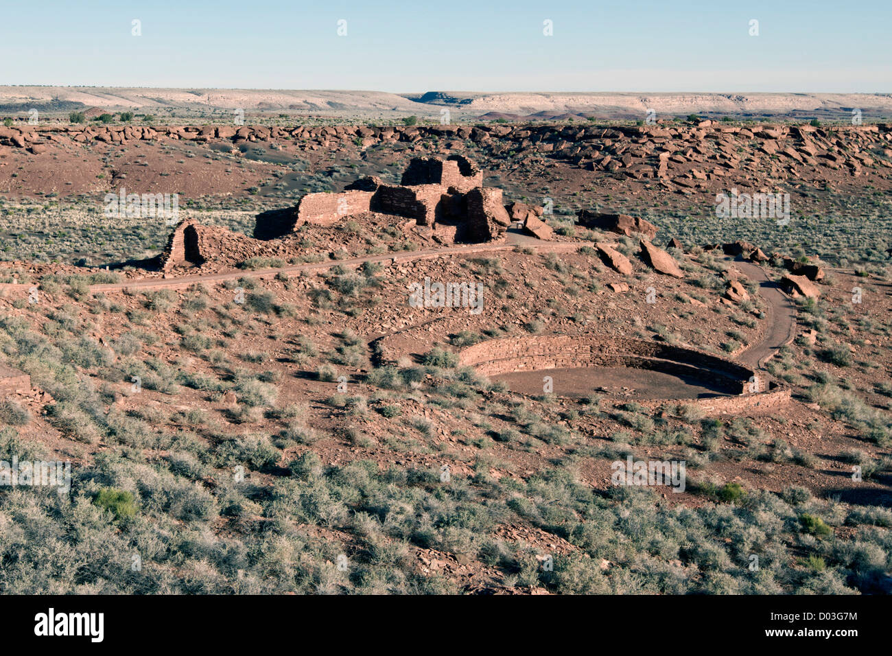 USA, Arizona. Native American ruins at Wupatki National Monument, located in north-central Arizona, near Flagstaff. Stock Photo