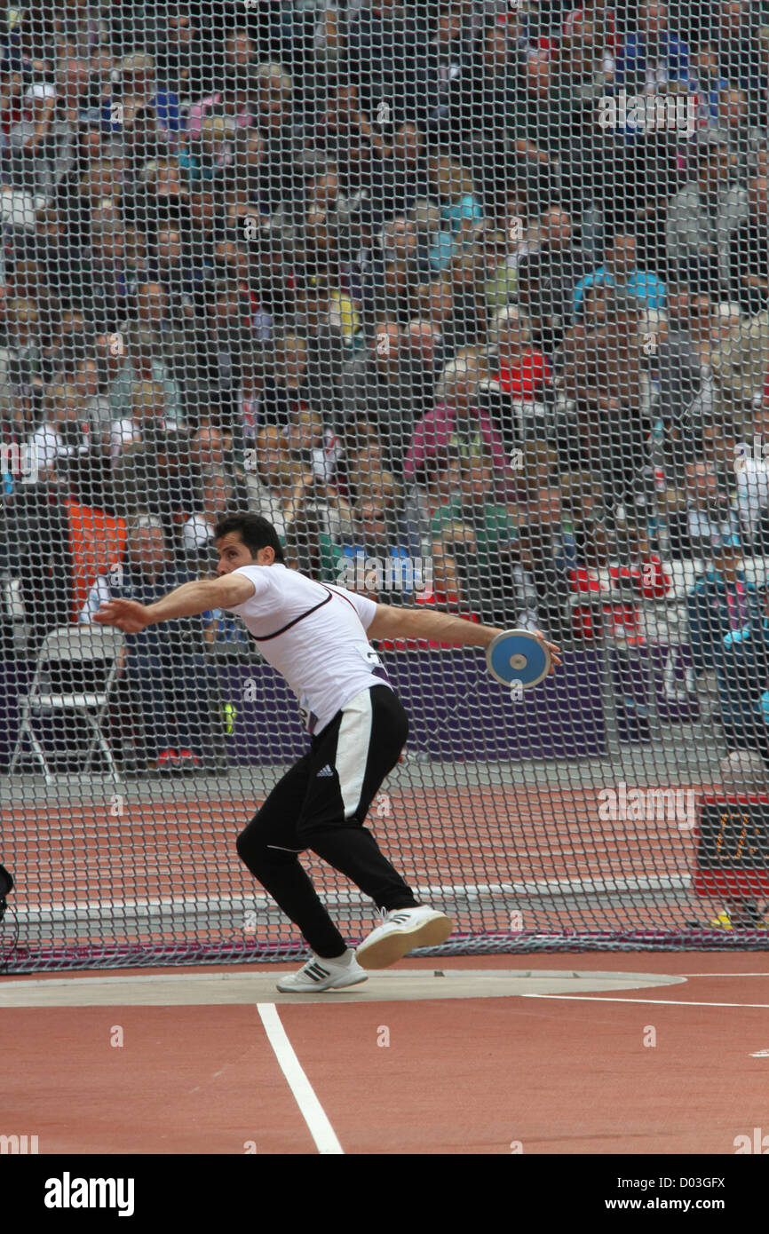 Bassam Bassam Sawsan of the Syrian Arab Republic Syria in the Men's Discus Throw - F42 at the London 2012 Paralympic games Stock Photo