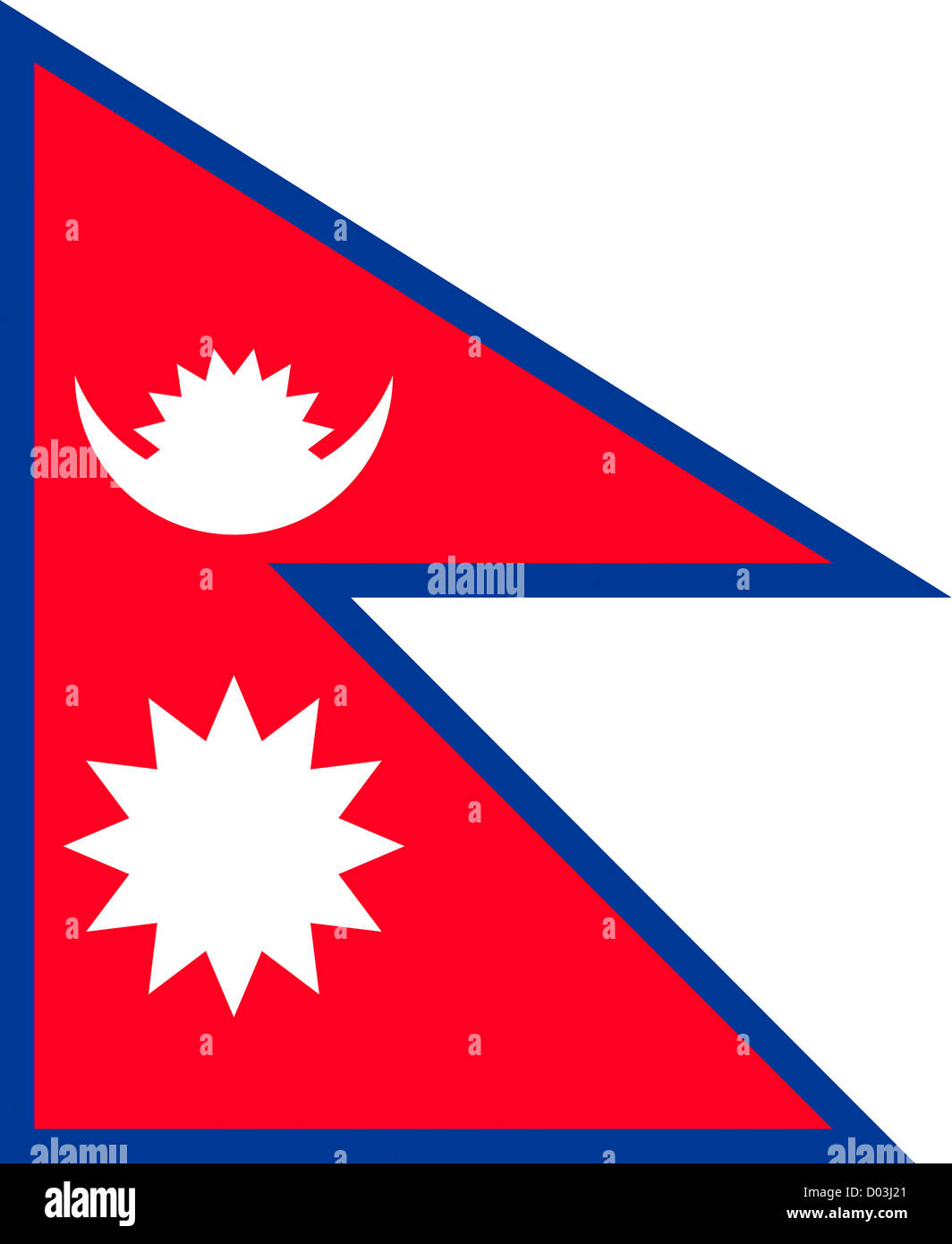 National flag of the Democratic Republic of Nepal. Stock Photo