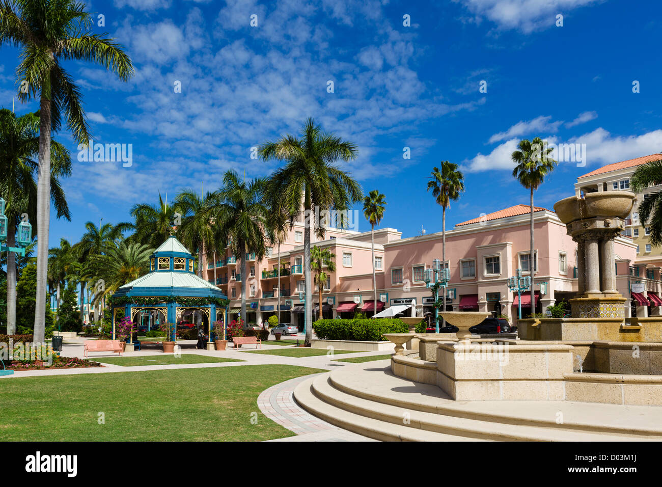 Beautiful Mizner Park Outdoor Mall Stock Photo - Image of center