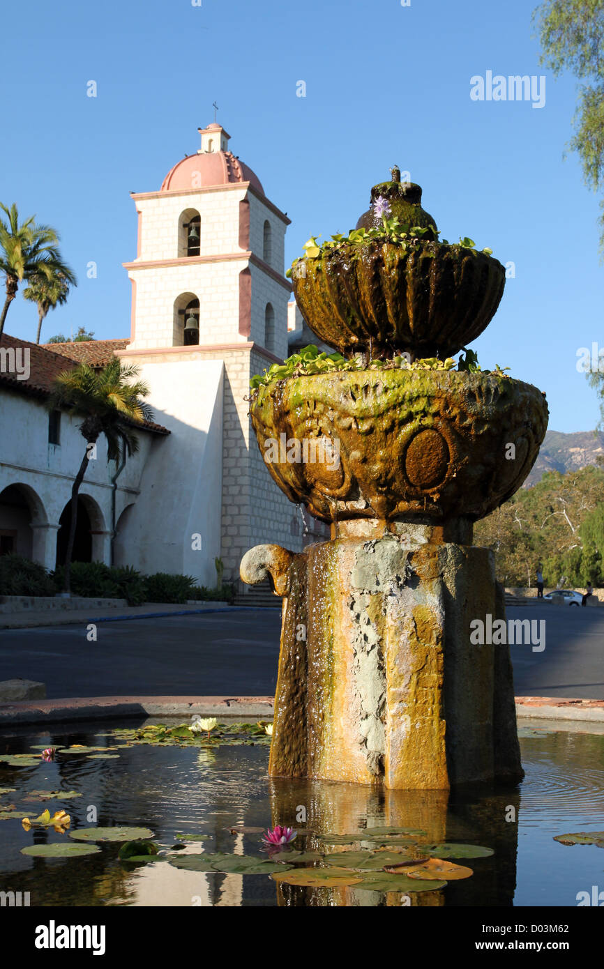 Santa Barbara Mission Fountain Stock Photo