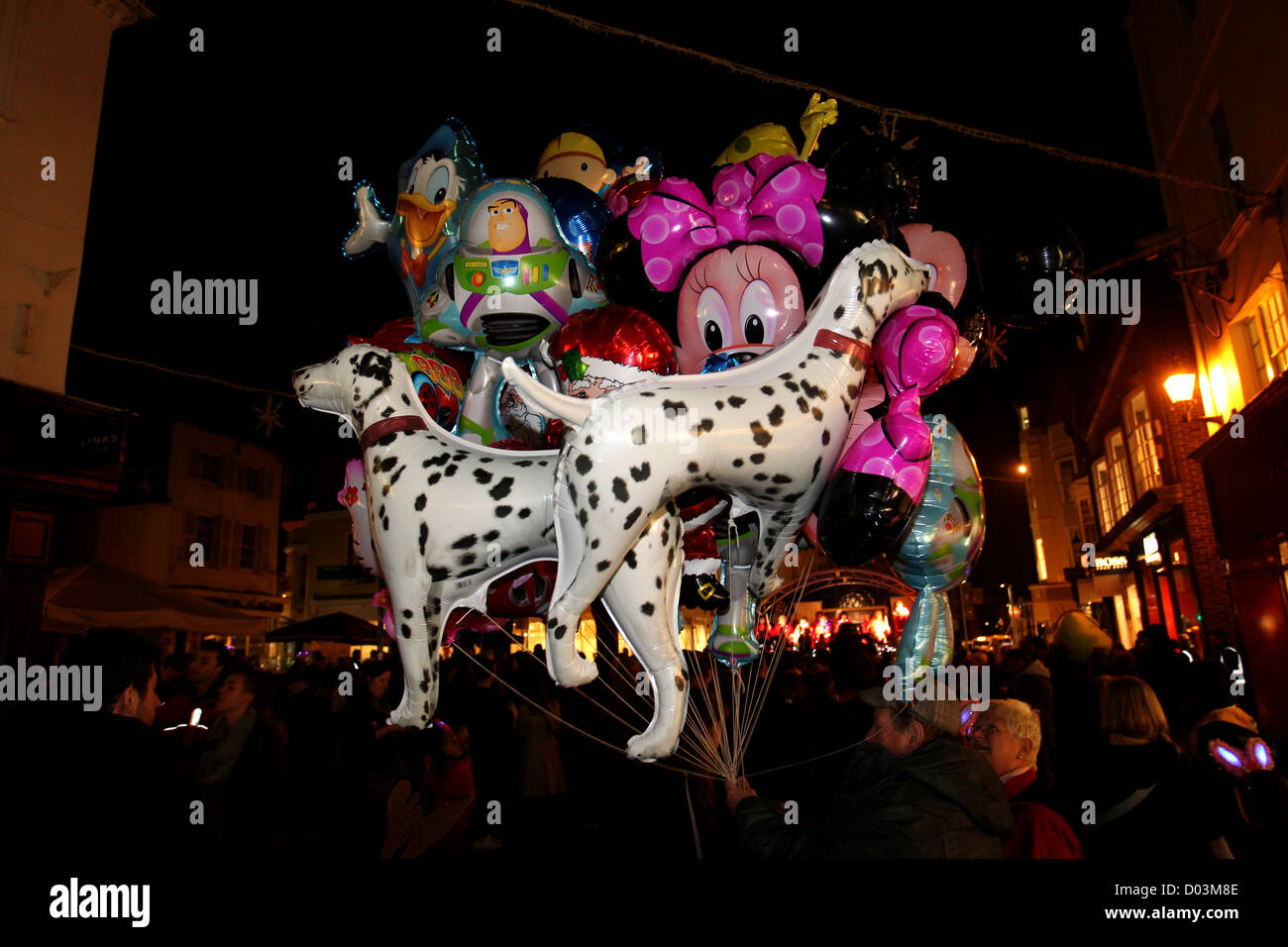 Balloons pictured for sale during the Christmas lights switch on in ...