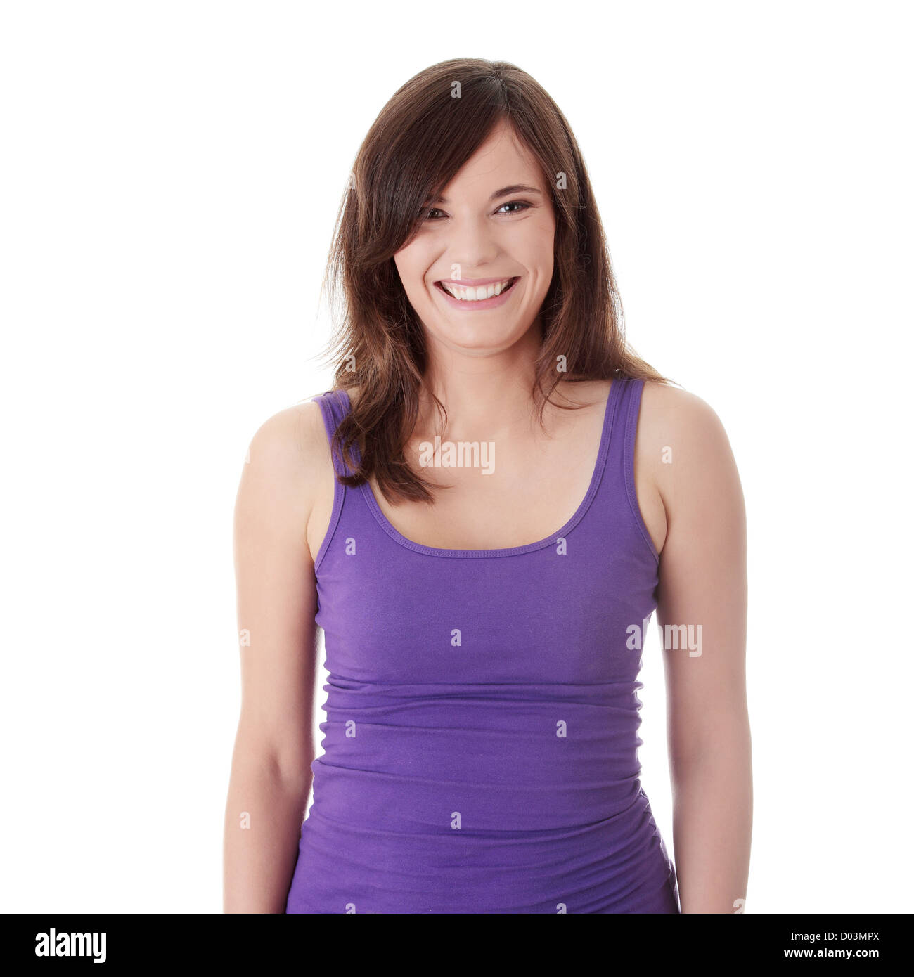 Portrait of young woman isolated on white background Stock Photo - Alamy