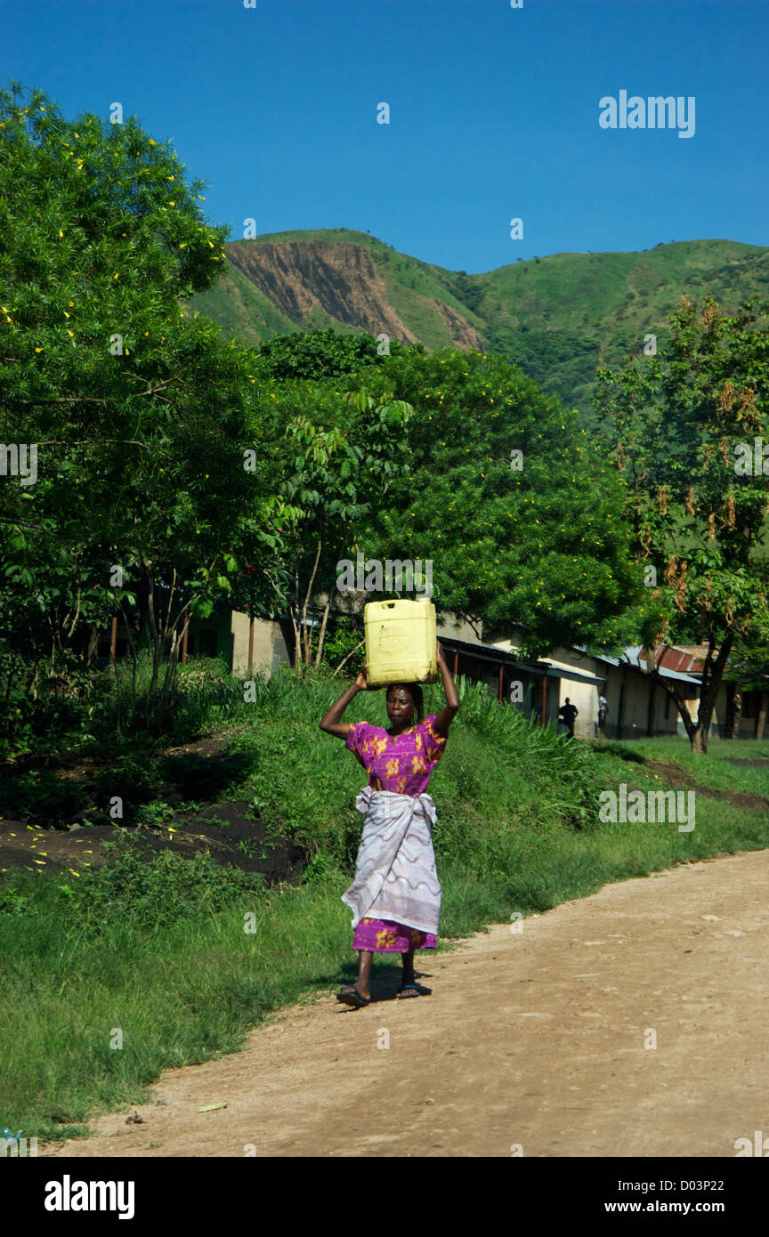 Woman walking on a street. Uganda, Africa. Stock Photo
