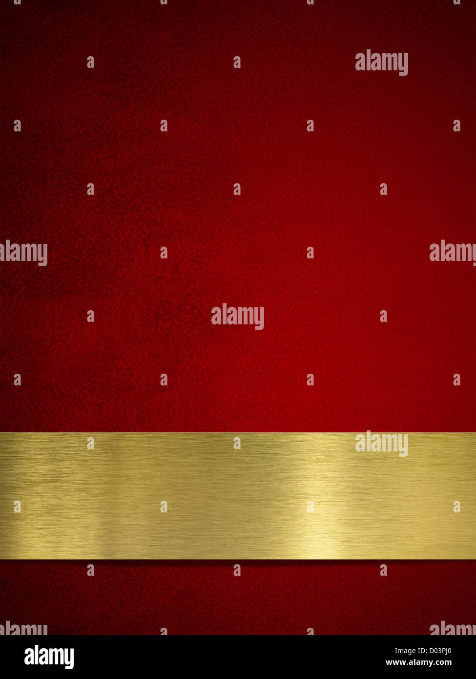 gold plate or plaque on red background Stock Photo