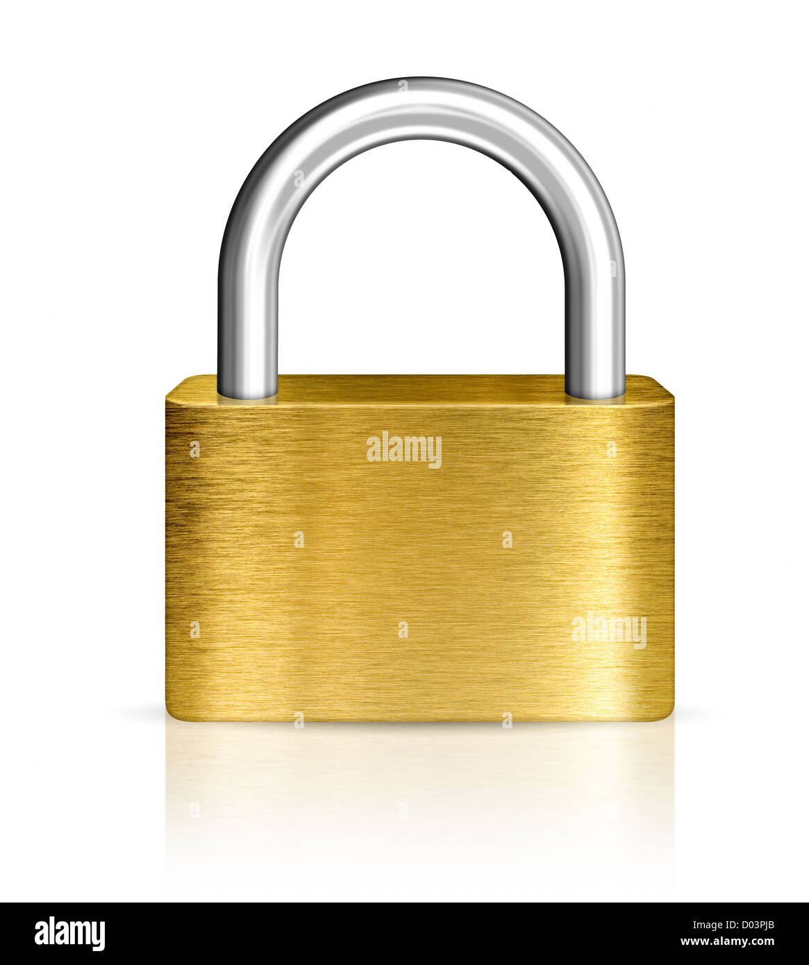 closed brass padlock illustration. Lock icon. Stock Photo