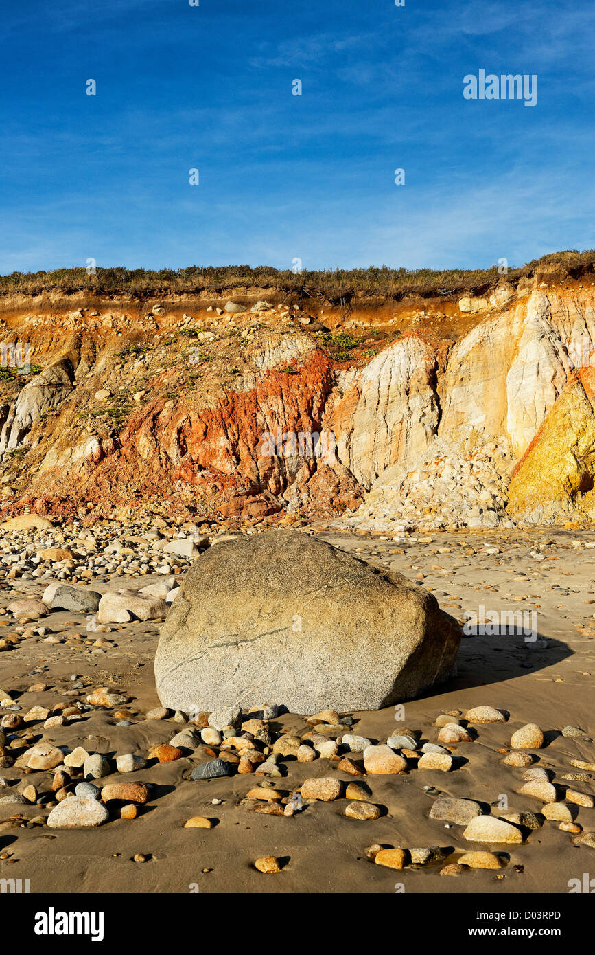 Coastal clay cliffs, Gay Head, Aquinnah, Martha's Vineyard, Massachusetts, USA. Stock Photo