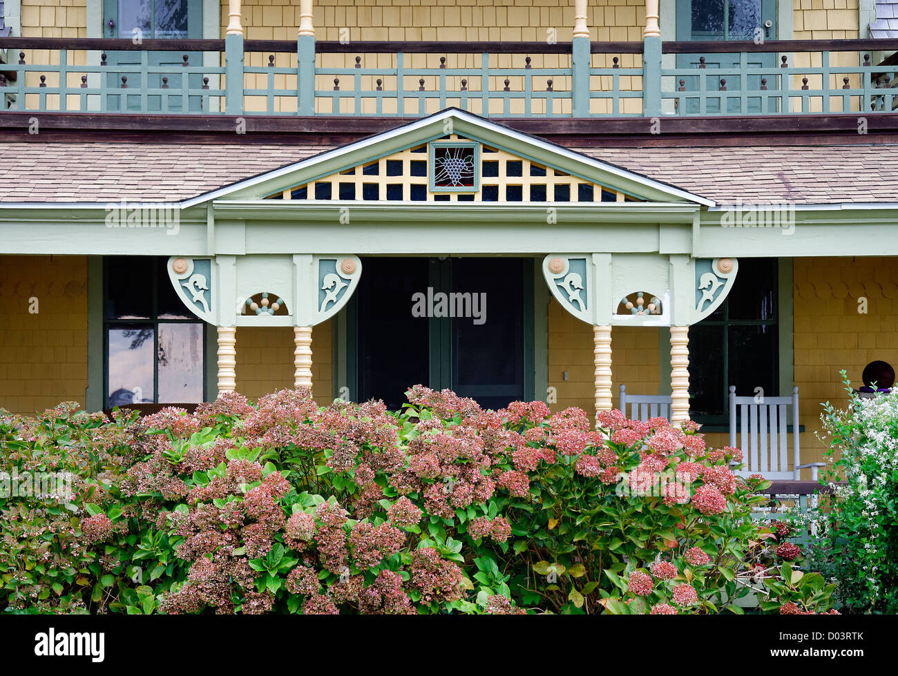 Cottage detail, Oak Bluffs, Martha's Vineyard, Massachusetts, USA Stock