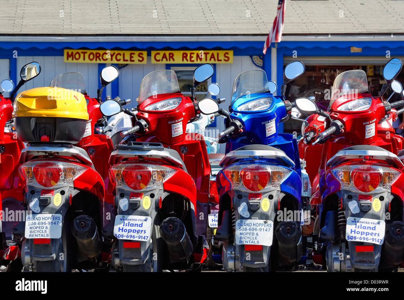 Moped Rentals Oak Bluffs Martha S Vineyard Massachusetts Usa Stock Photo Alamy