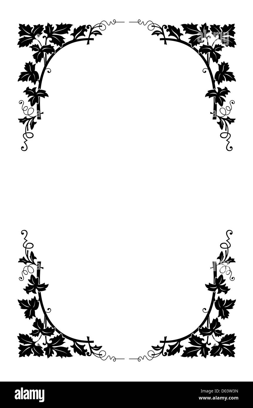 black and white simple floral border