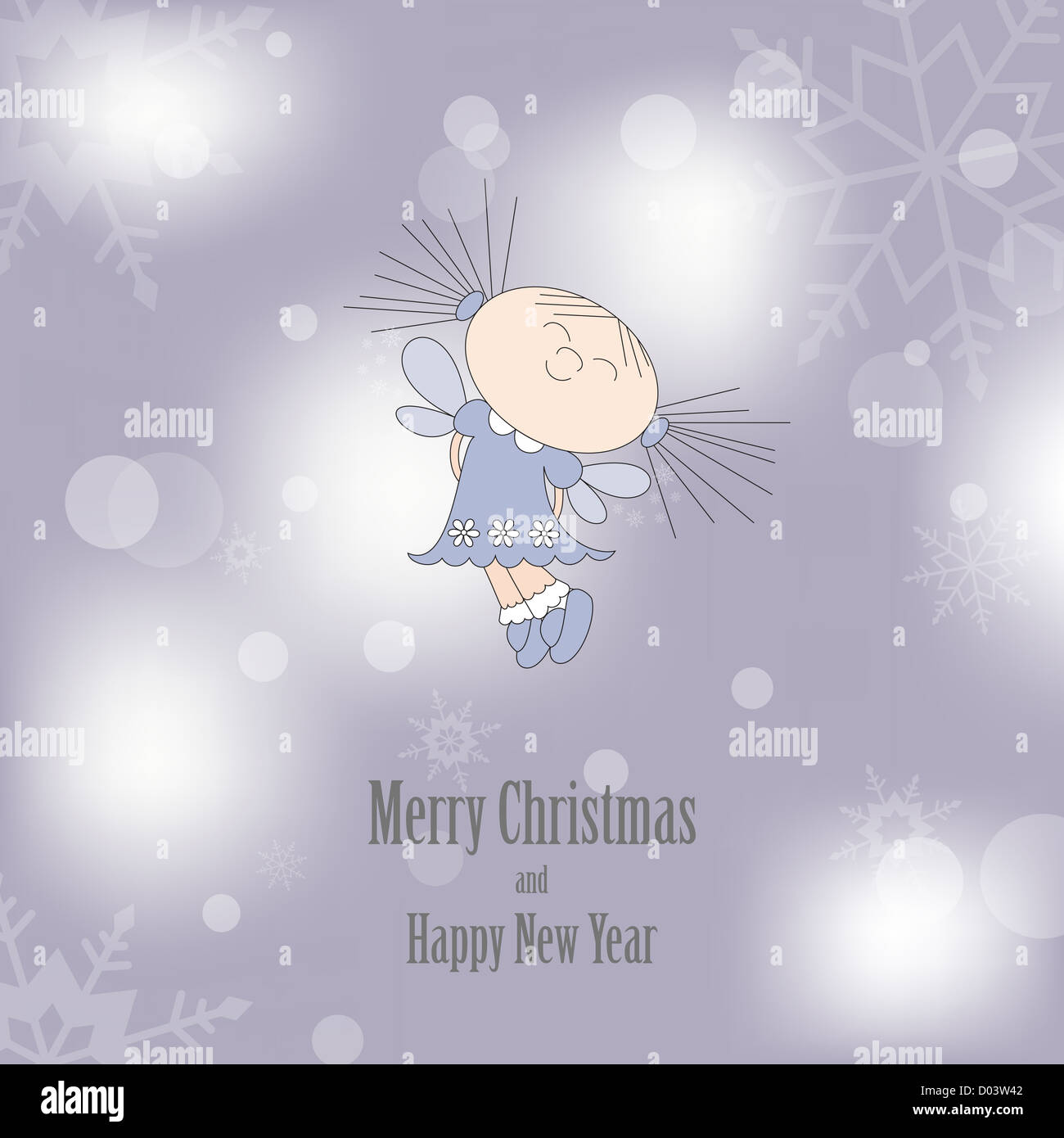 Christmas greeting card with dreaming girl Stock Photo