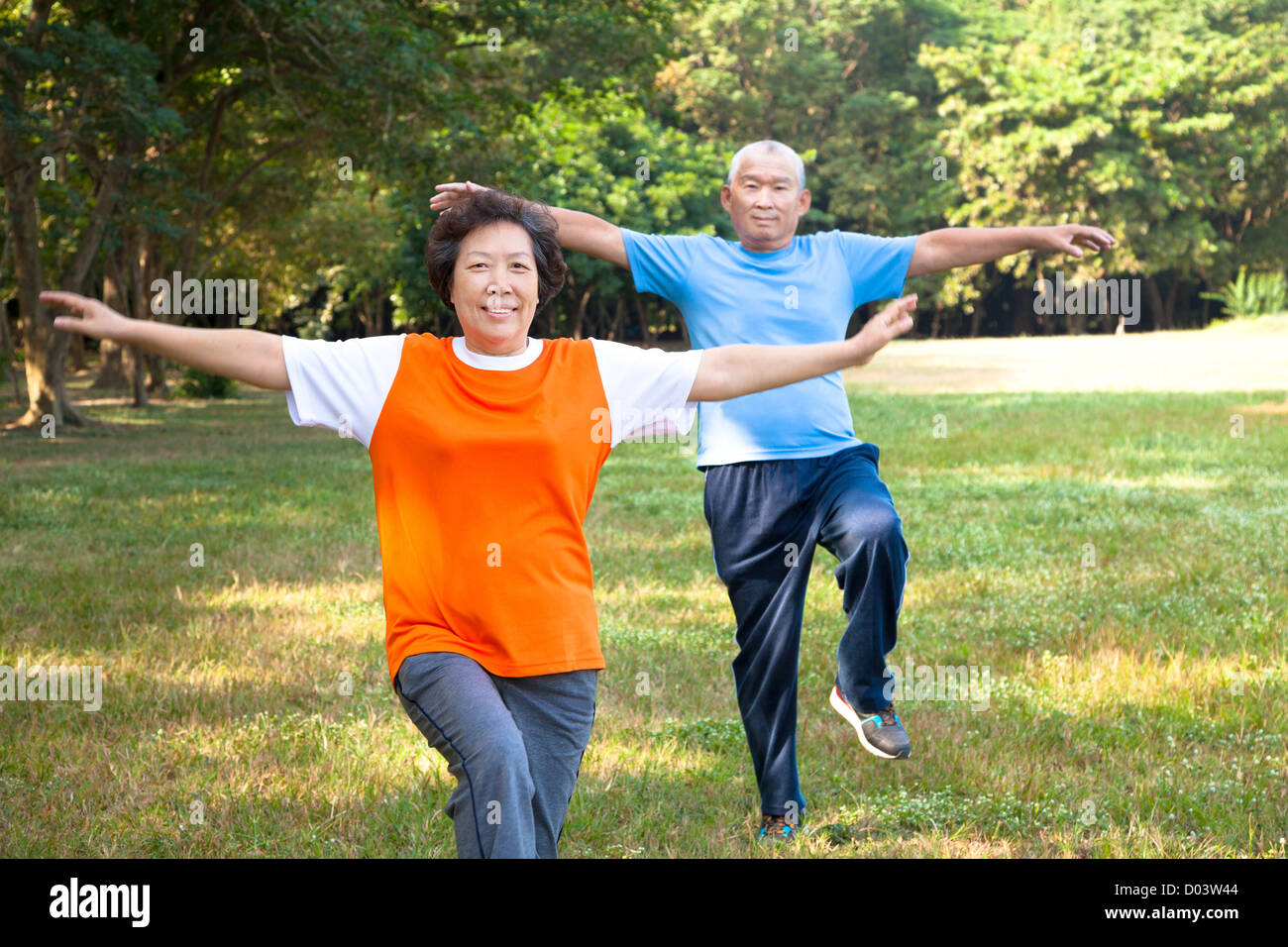 happy asian senior couple in the park Stock Photo - Alamy