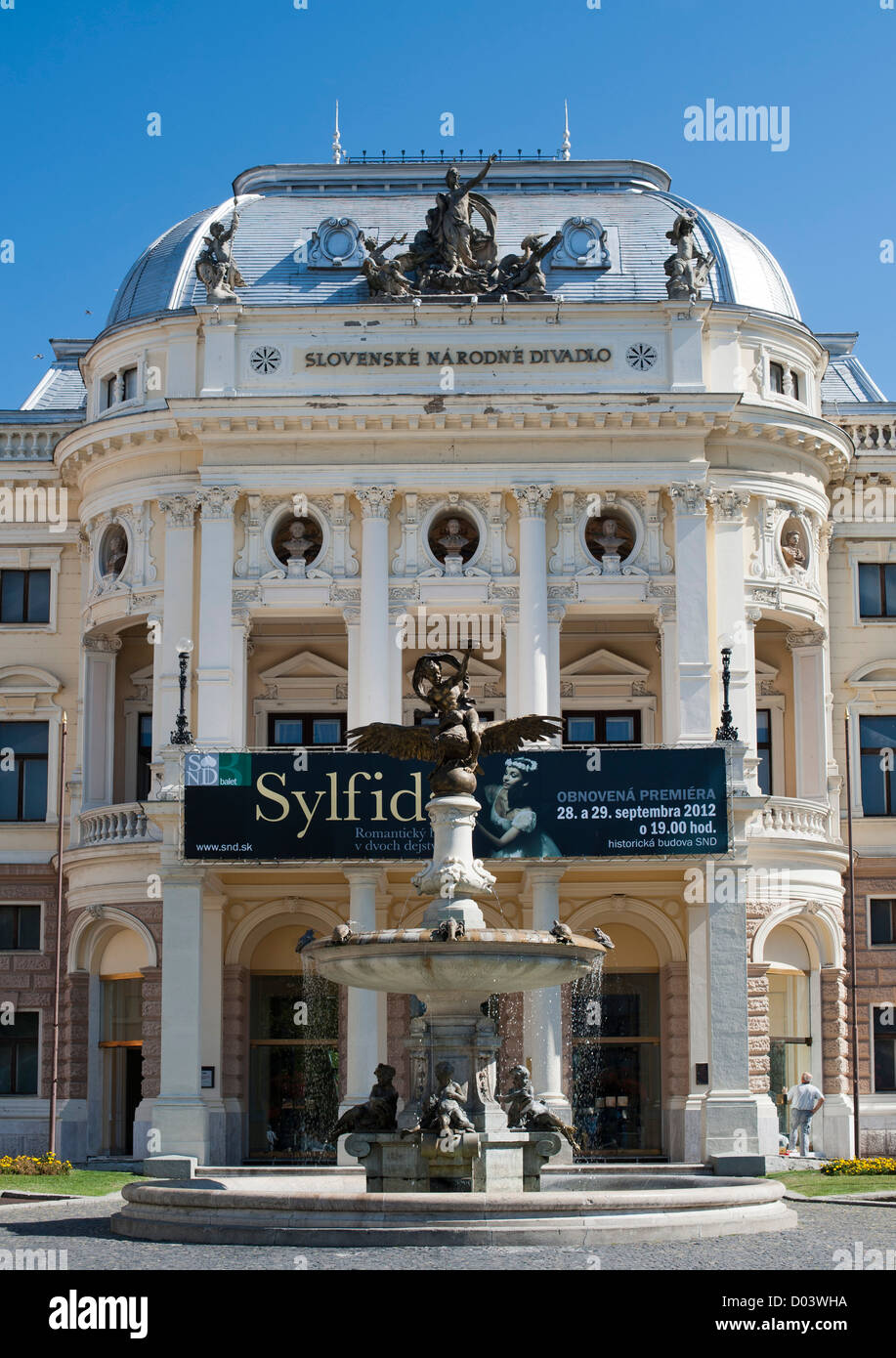 The National Theatre in Hviezdoslav Square in Bratislava, the capital of Slovakia. Stock Photo