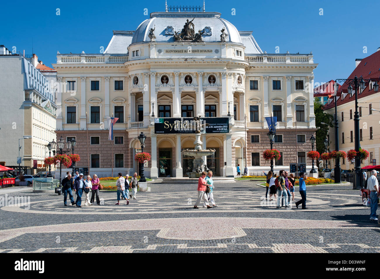 The National Theatre in Hviezdoslav Square in Bratislava, the capital of Slovakia. Stock Photo