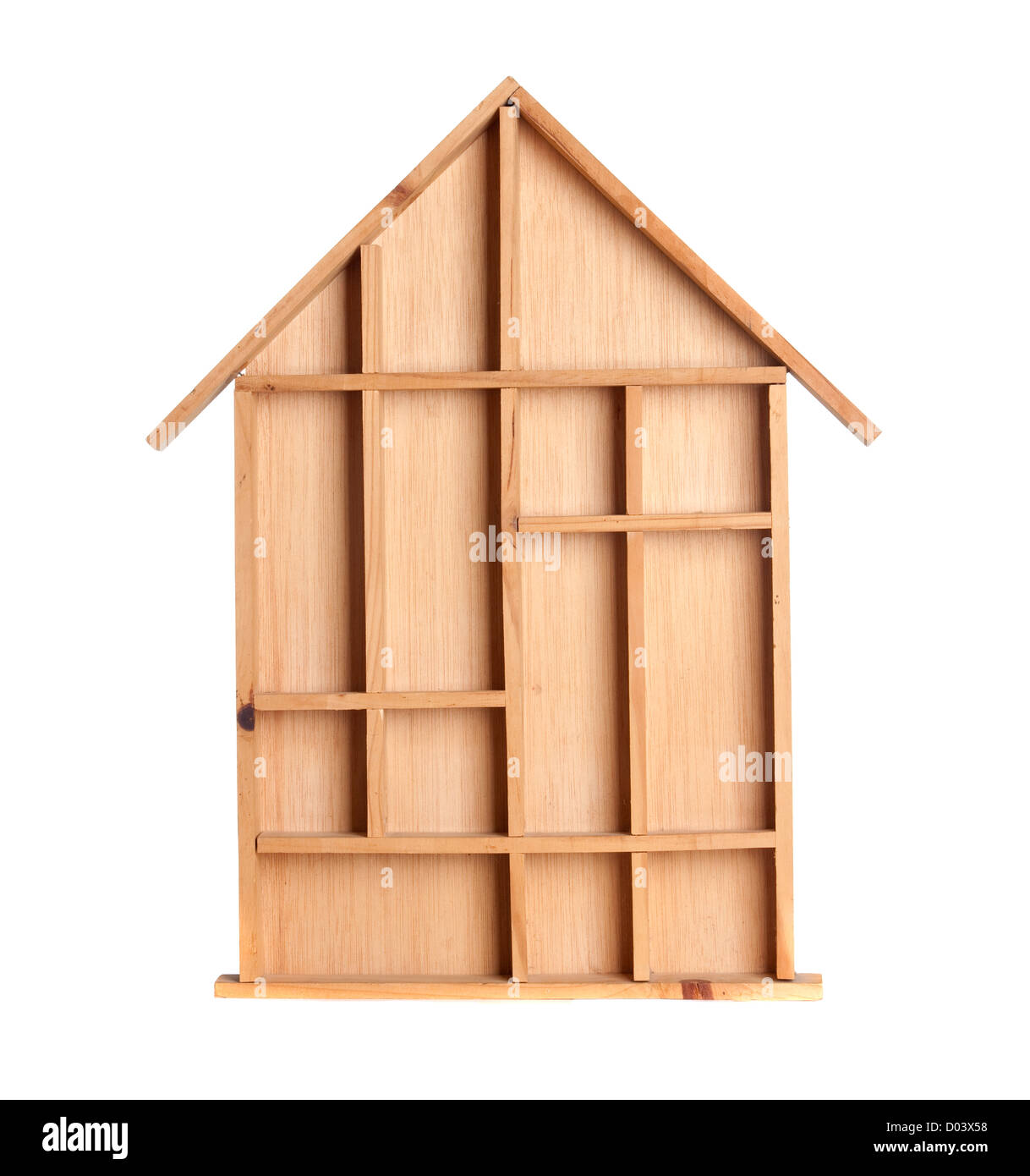 Symbolic wooden house isolated on white background Stock Photo - Alamy