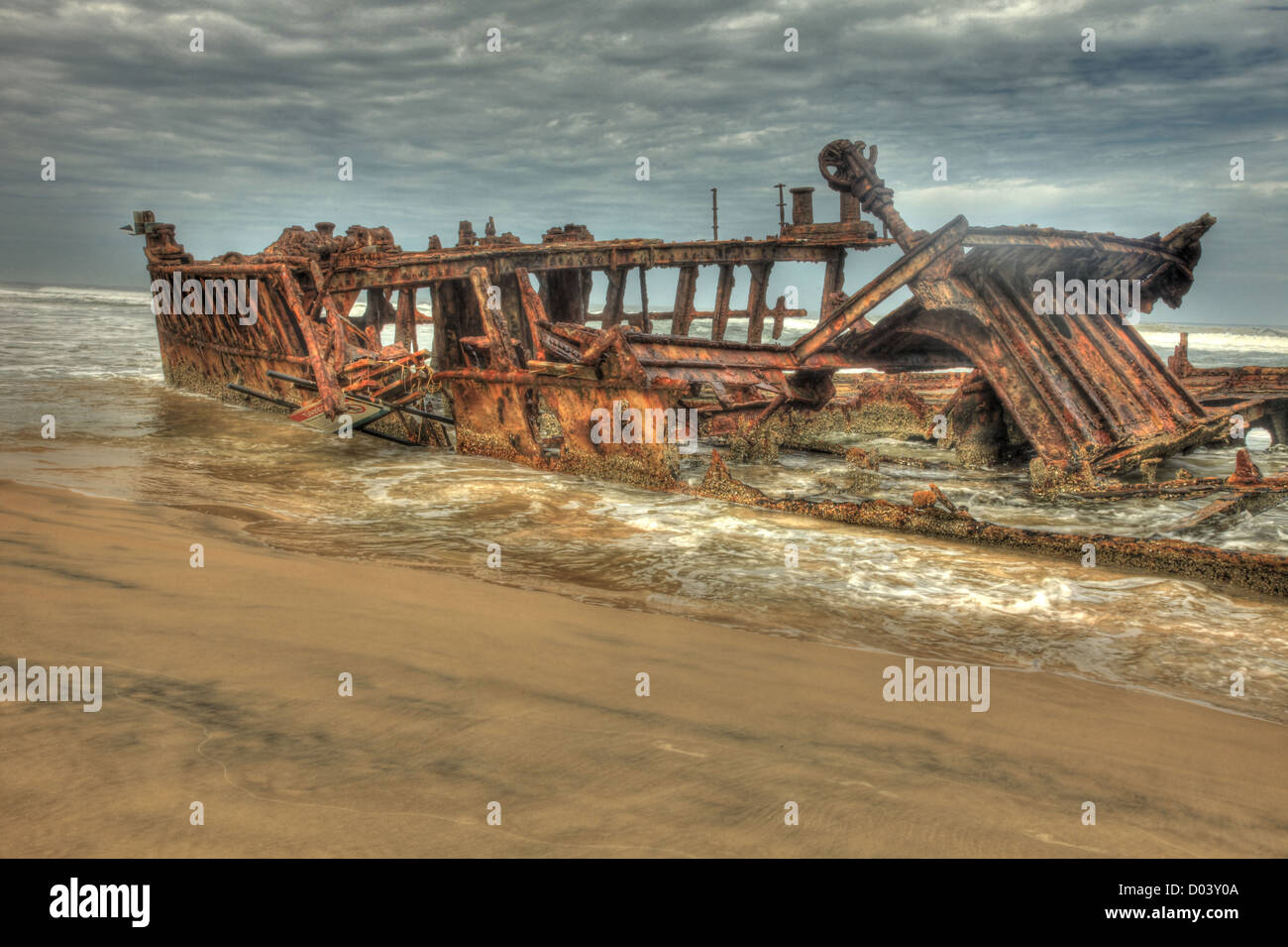 Ship Wreck on Frazier Island, Australia Stock Photo