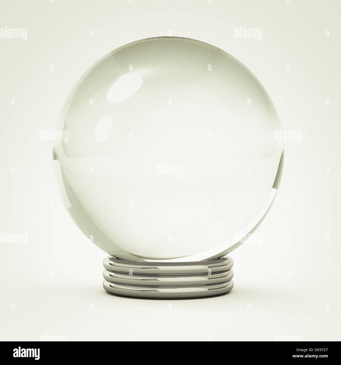 crystal ball for future or fortune teller concepts. 3 clipping path in jpg, ball, base and the whole object. Stock Photo