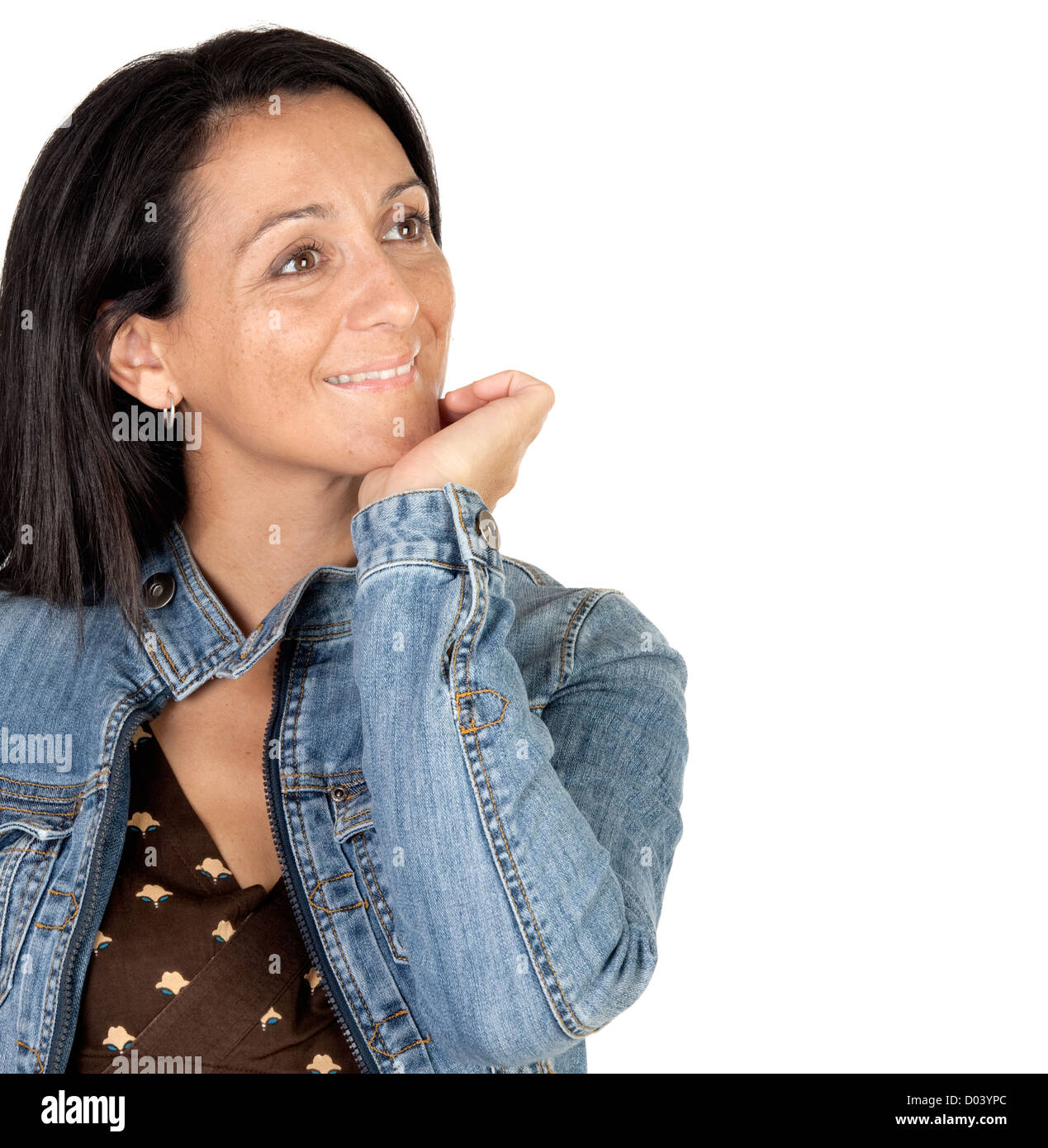 Attractive brunette girl isolated on white background Stock Photo - Alamy