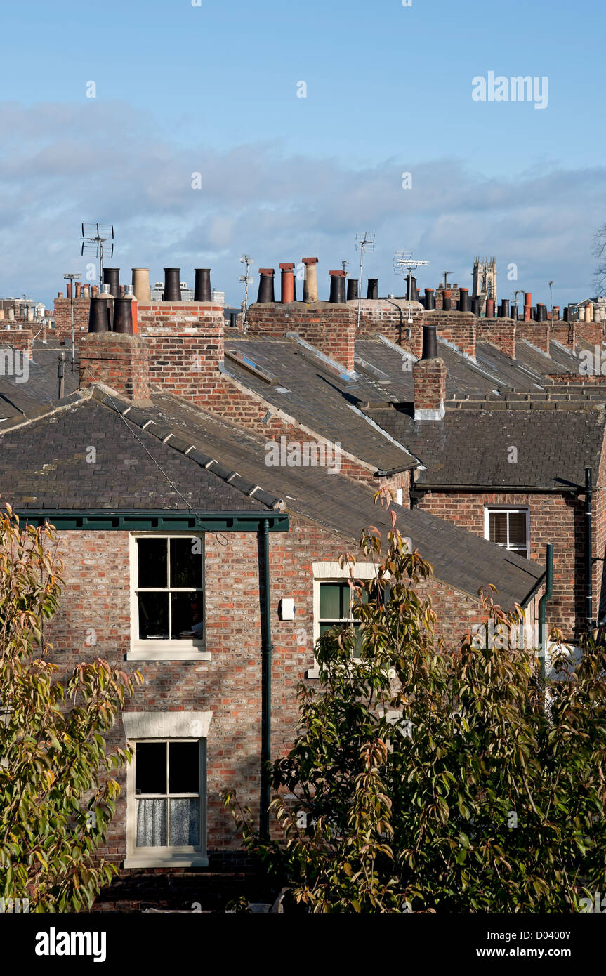Traditional terraced houses homes near the town city centre York North Yorkshire England UK