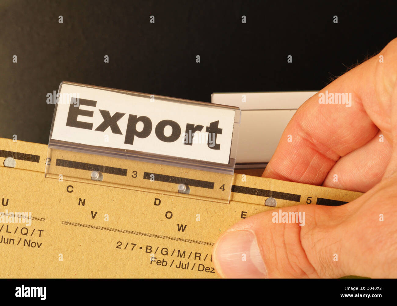 export word on business folder showing globalization trade or paperwork concept Stock Photo
