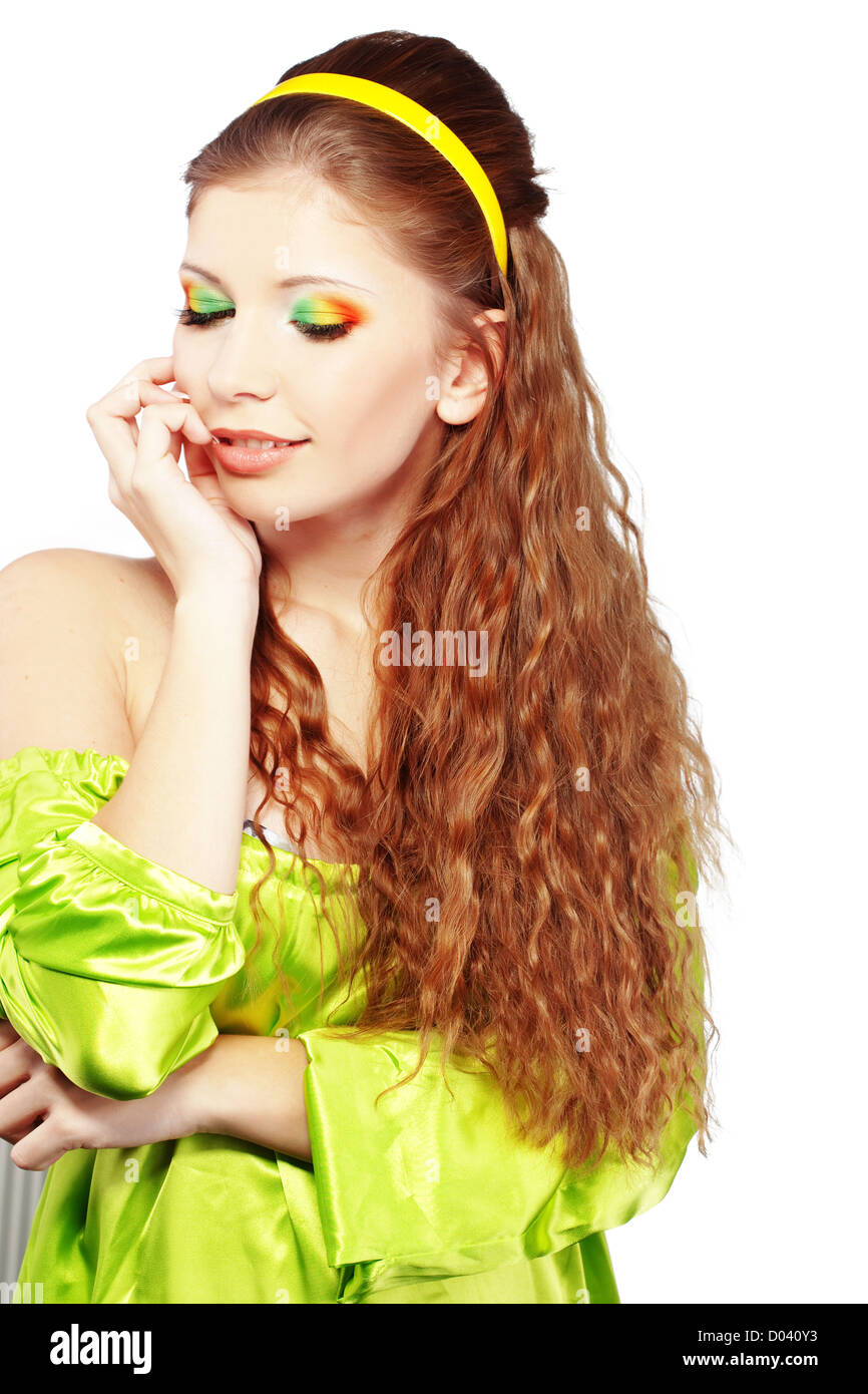 Stylish girl with beautiful long hair studio series Stock Photo - Alamy