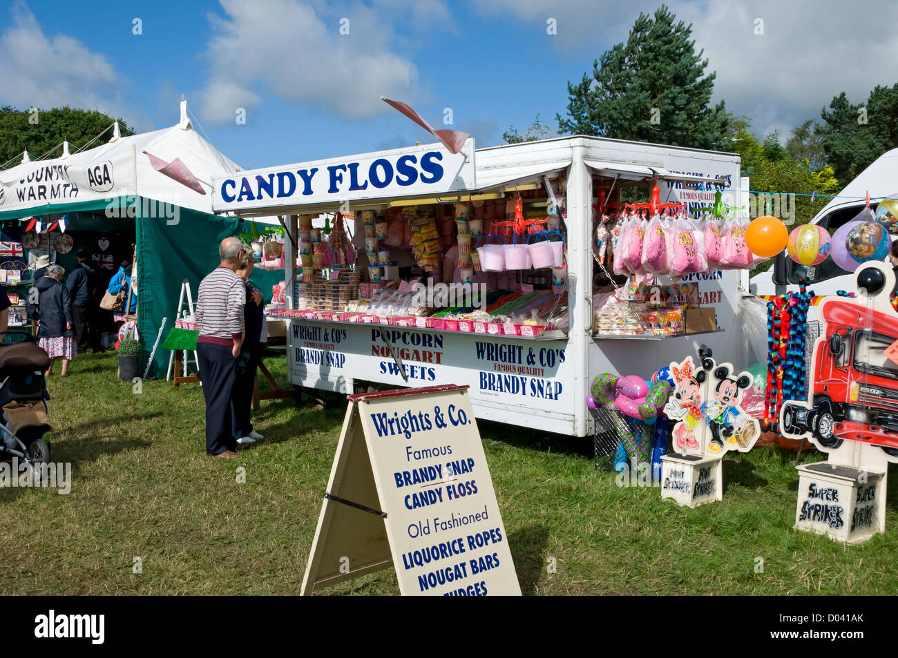 Candy floss stand seller vendor at Egton Show in summer North York Moors National Park North Yorkshire England UK United Kingdom GB Great Britain Stock Photo