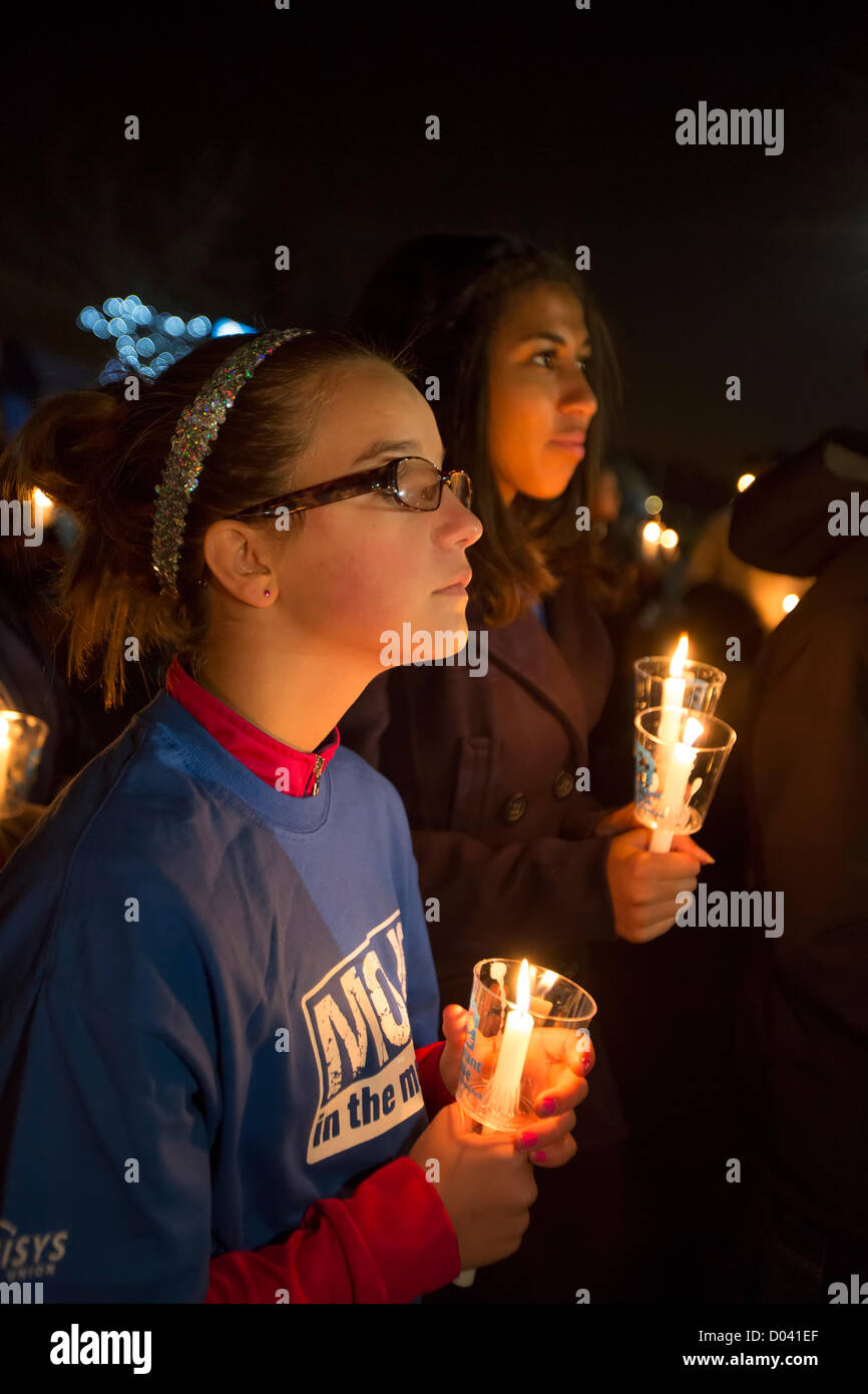 Detroit, Michigan A candlelight vigil against youth homelessness. The