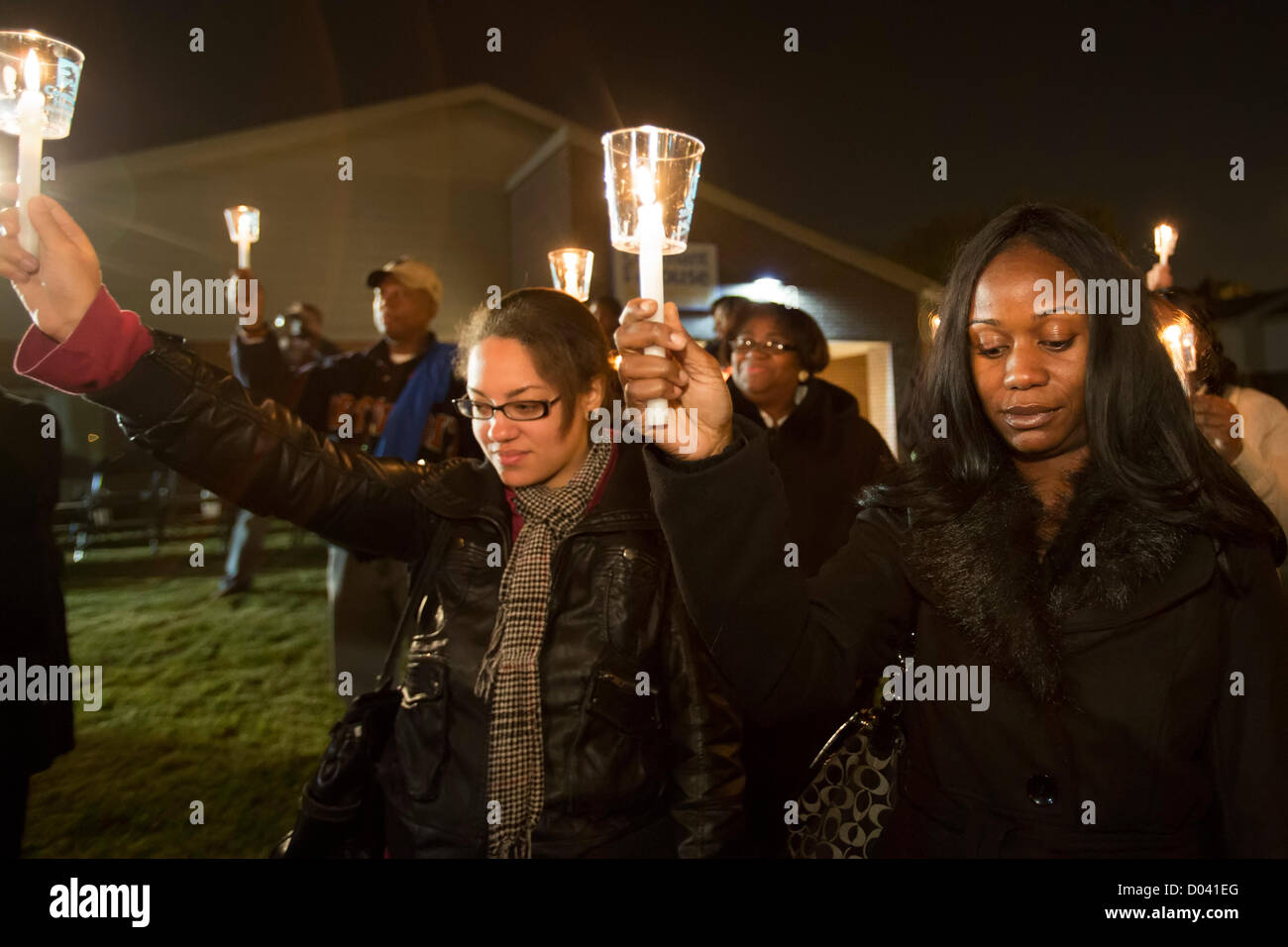Detroit, Michigan A candlelight vigil against youth homelessness. The