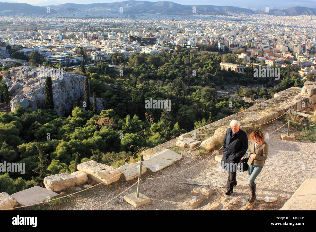 View from The Parthenon Acropolis to Athens, Greece Stock Photo
