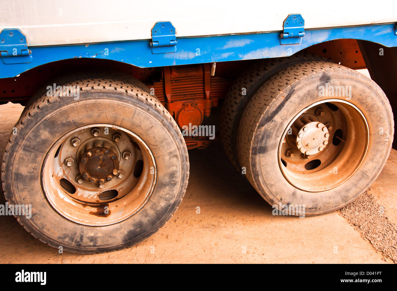 Truck tire big size. Prepared to move Stock Photo - Alamy